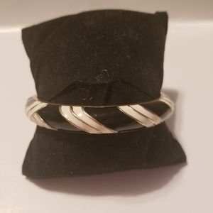 J. Crew Black white and goldtone Bangle Bracelet